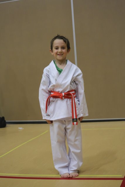 Karate lesson and first belt
(Click on the picture for the full-size version)