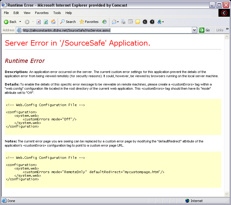 SourceSafe web service is now accessible with Internet Explorer