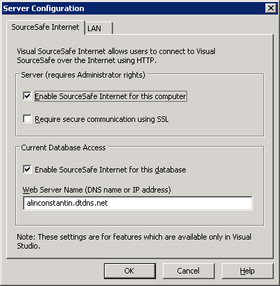 Configure SourceSafe web service for Remote Access
